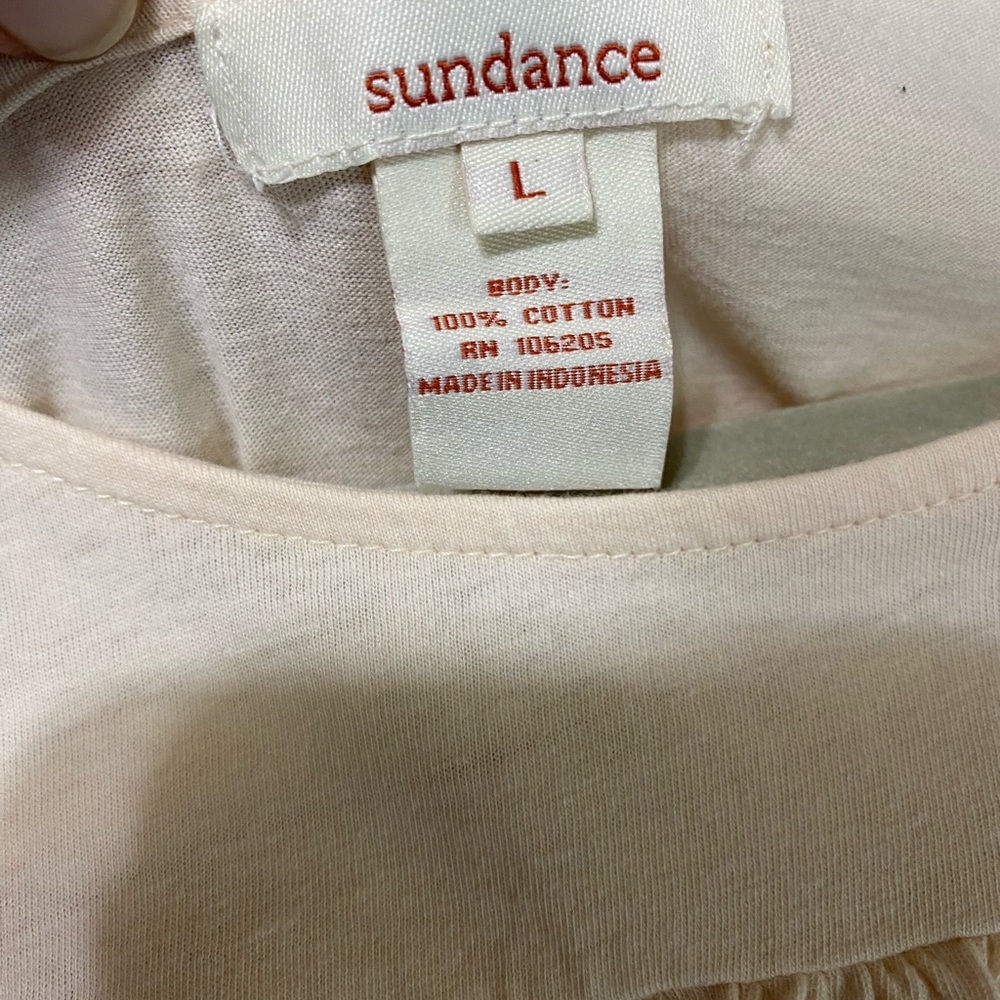 Sundance Women's Boho Tiered Ruched Cotton Tunic Top Size L Pink/Peach Casual - Picture 4 of 4